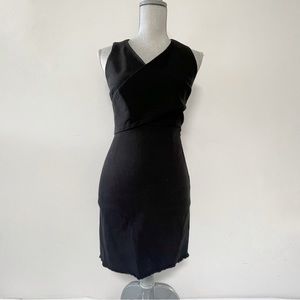Aritzia Wilfred LBD black dress wrap top sleeveless stretch shift